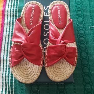 Aerosoles ⭐ Paramus Red Leather Slides